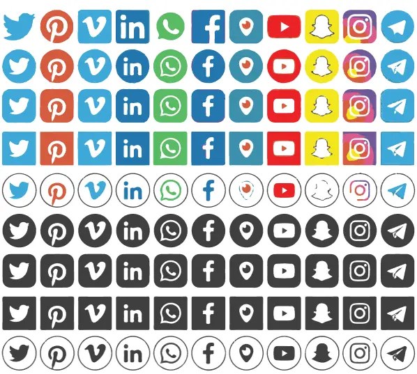 Social Media & Apps Vector Icons Collections