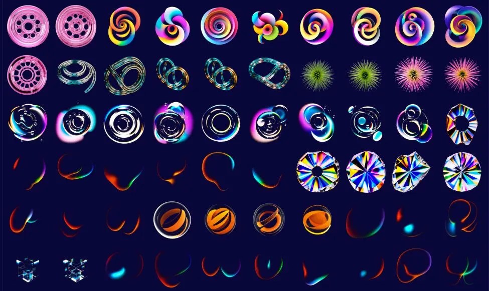 Free 300+ abstract PNG 3D shapes
