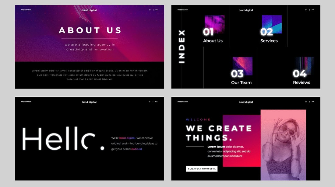 Neon - Kostenloses Modernes Keynote Template