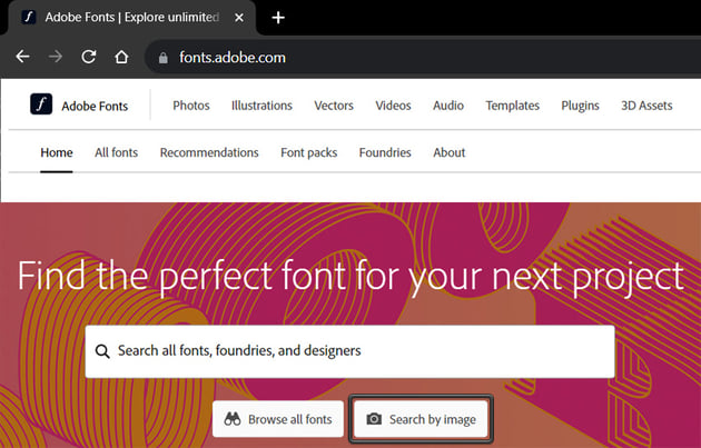 Nach Bild suchen Adobe Font Finder