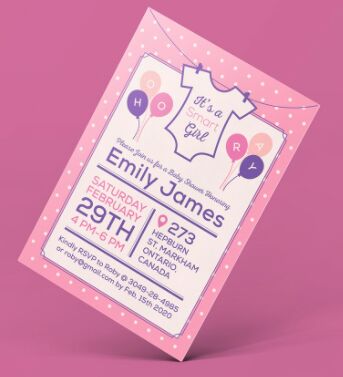 Kostenlose Baby Girl Shower Einladungskartenvorlage