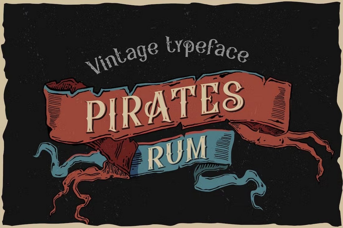 Pirates Rum - Vintage Nautische Schriftart