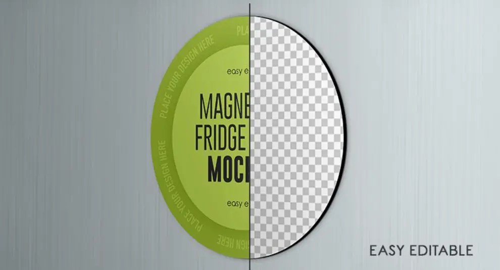 Free Magnet on Fridge Door Mockup