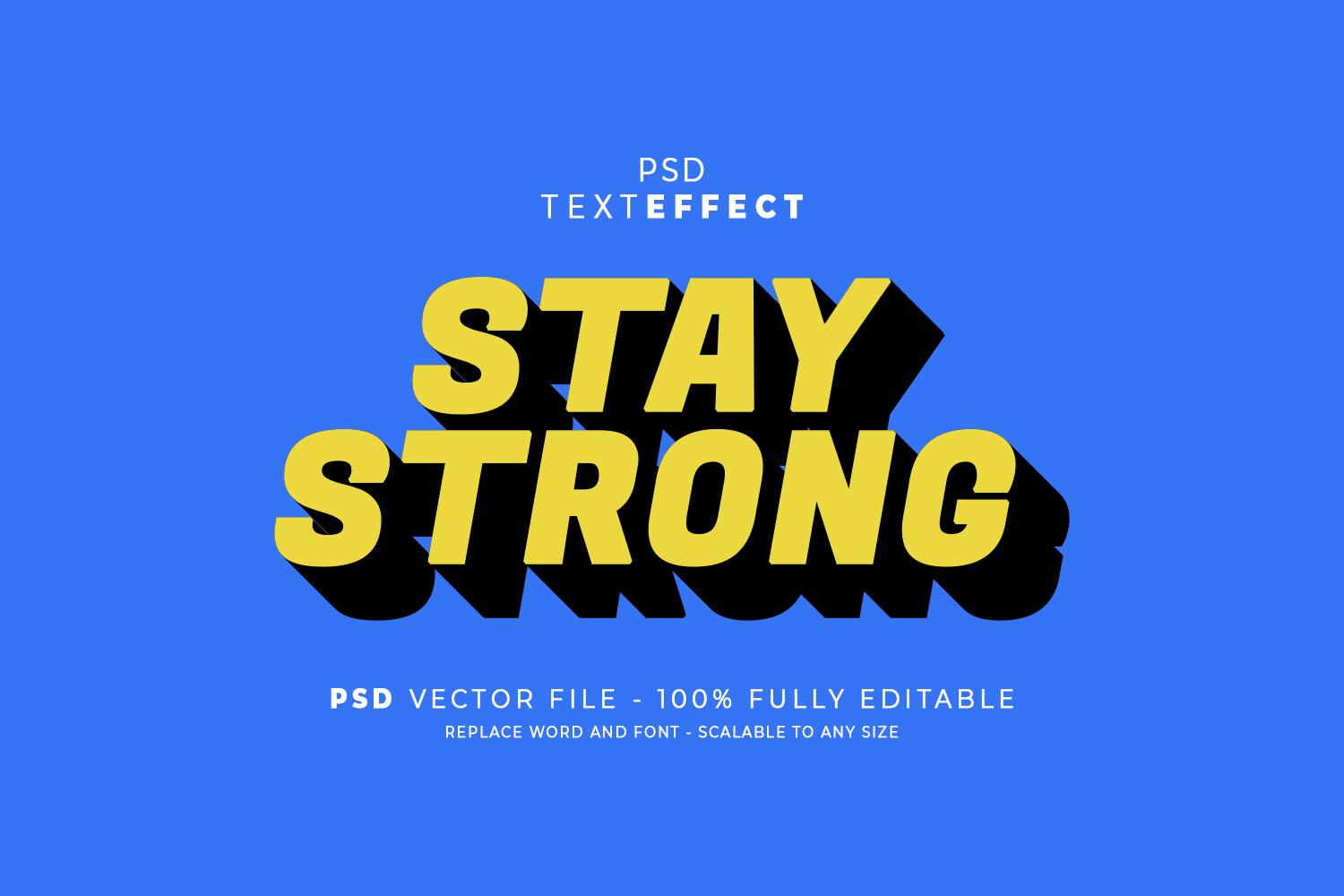 3D Stay Strong Long Shadow Text Effect