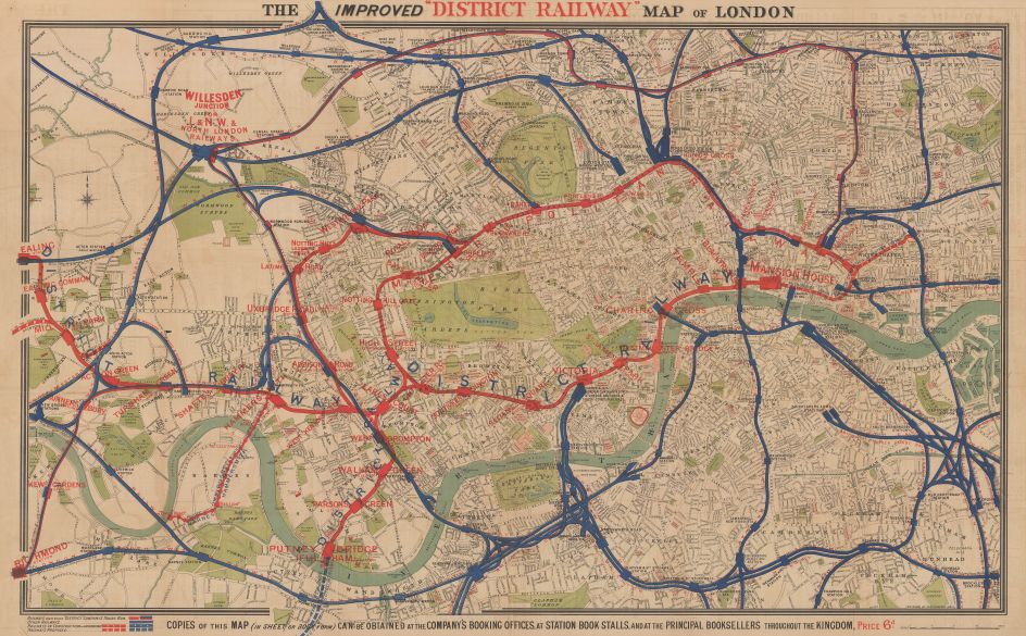 The Improved 'District Railway' Map of London (2nd Edition), W.J. Adams & Sons, 1880. Courtesy of The Map House