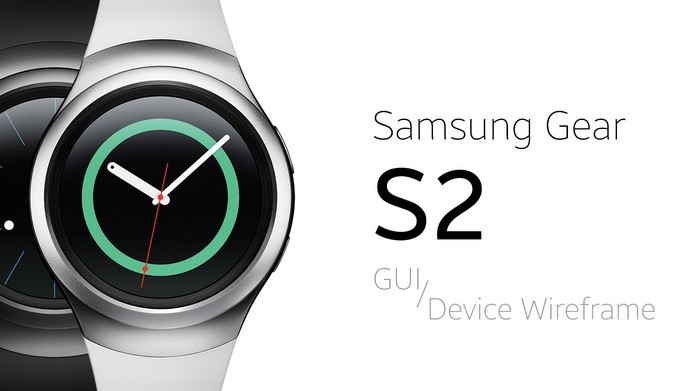 Samsung Gear S2 GUI & Geräte-Wireframe (kostenlose PSD)