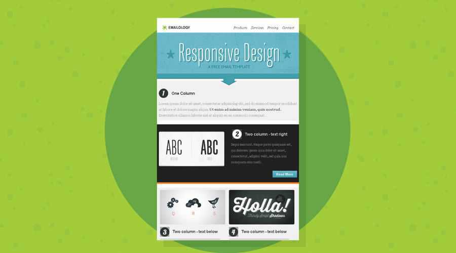 Emailology kostenloses responsives Newsletter-Template E-Mail