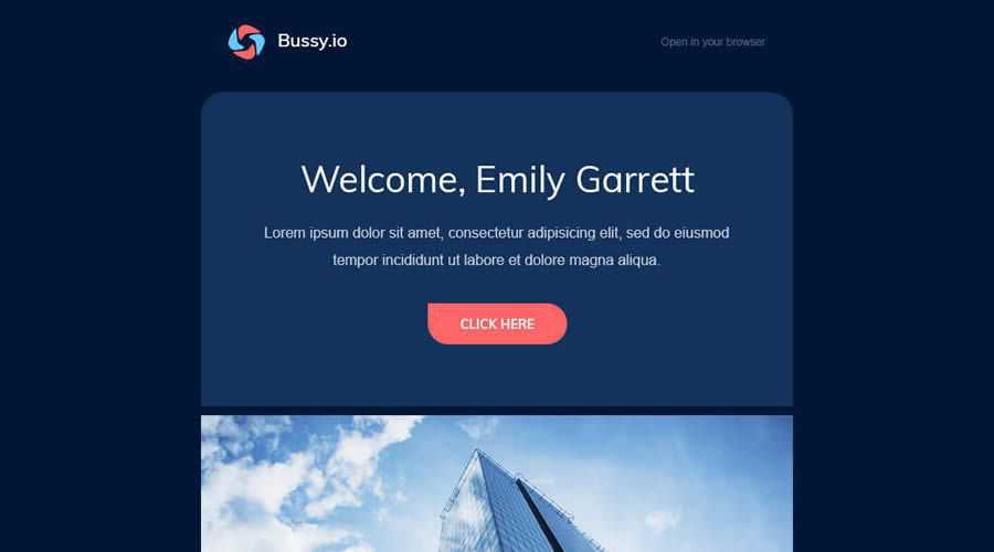 Bussy Kostenloses HTML responsives Newsletter-Template E-Mail