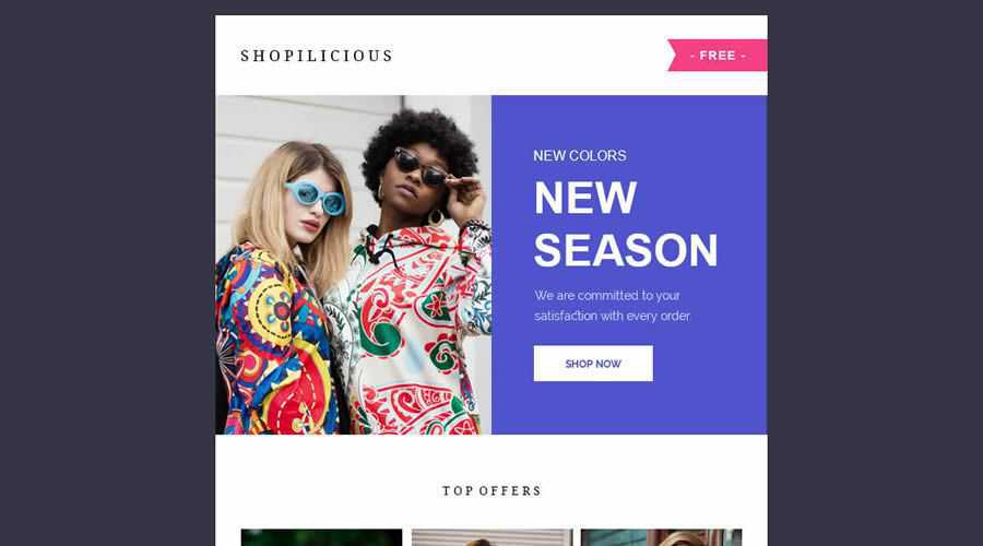 Shopilicious HTML kostenloses responsives Newsletter-Template E-Mail