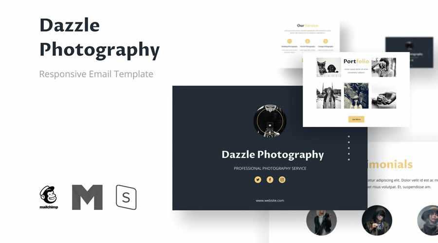 Dazzle Photography kostenloses responsives Newsletter-Template E-Mail