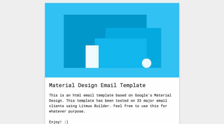 Material Design HTML kostenloses responsives Newsletter-Template E-Mail