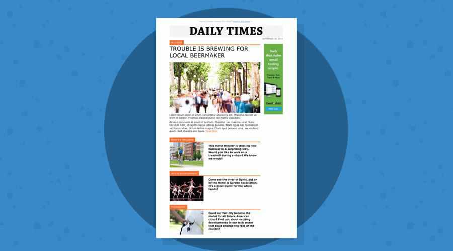 Daily Times kostenloses responsives Newsletter-Template E-Mail