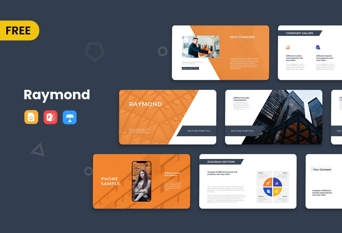 Raymond - Kostenloses Business Präsentations Keynote Template