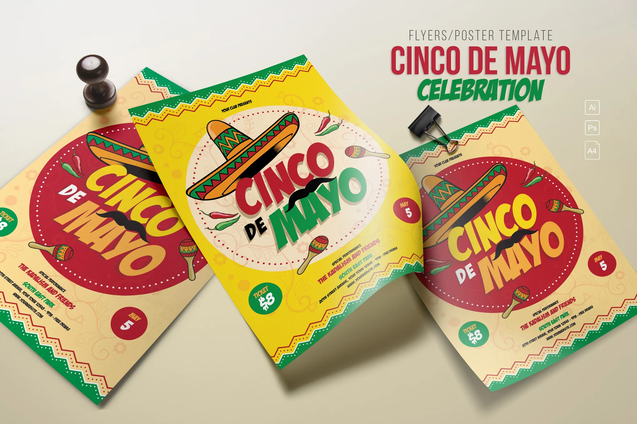 Colorful Cinco de Mayo Flyer Template