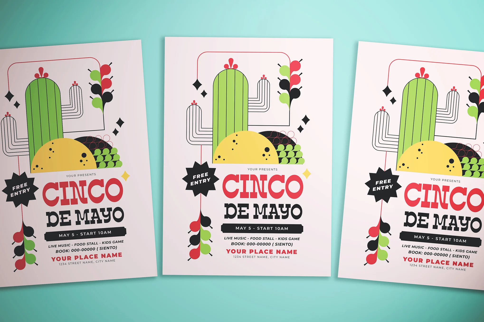 Minimal Cinco De Mayo Invitation Flyer Template