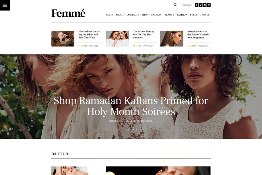 Femme Fashion kostenloses WordPress-Theme wp responsives Magazin News Blog