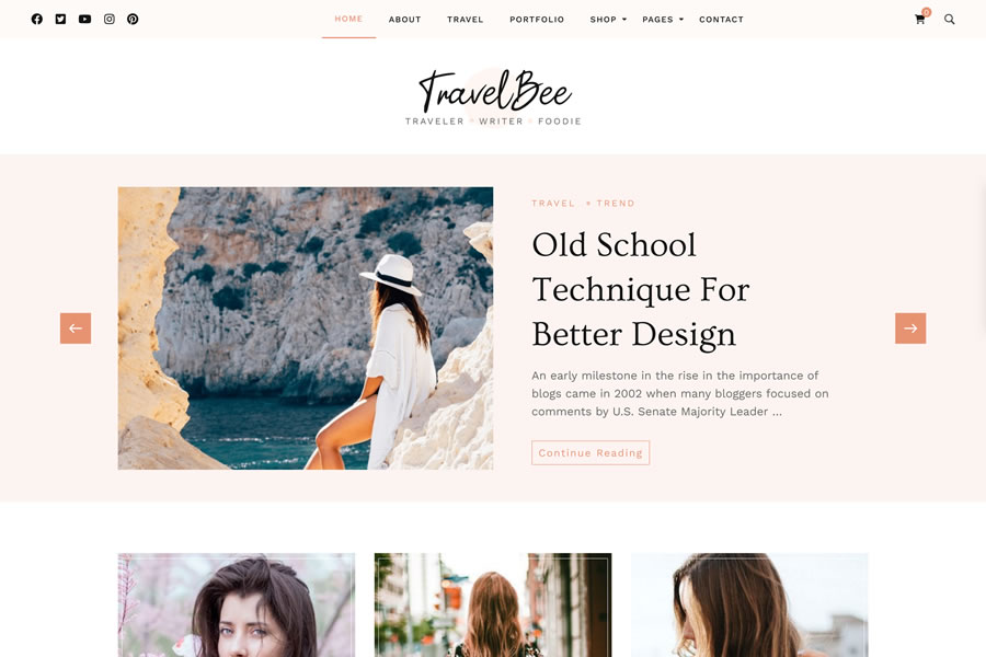 Travelbee Reiseblog kostenloses WordPress-Theme, responsives Magazin-News-Blog