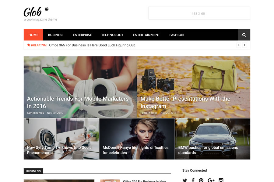 Glob Einfaches kostenloses WordPress-Theme, responsives Magazin-News-Blog