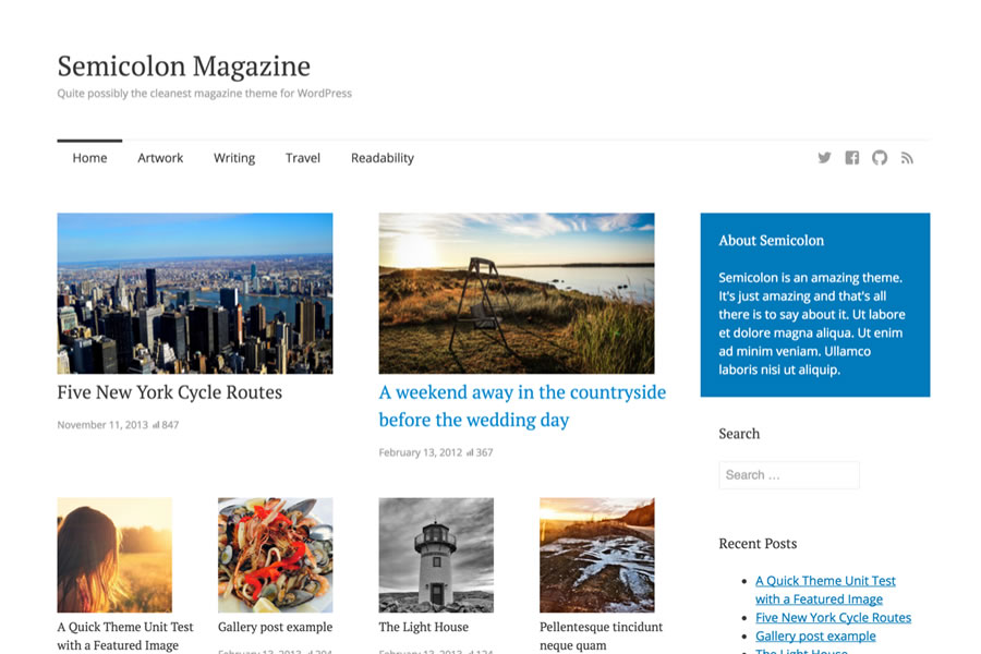 Semicolon Einfach Sauber kostenloses WordPress-Theme, responsives Magazin-News-Blog