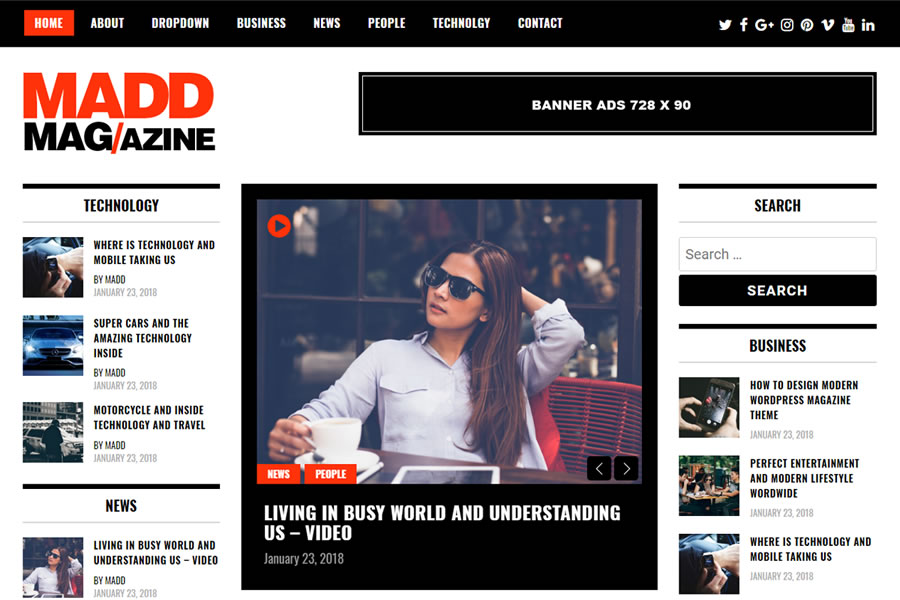 Madd kostenloses WordPress-Theme wp responsives Magazin-News-Blog